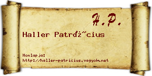 Haller Patrícius névjegykártya